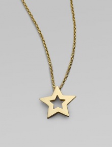From the Tiny Treasure Collection. A bright, shiny star of 18k yellow gold with open star center matches your own unique, star power. 18k yellow gold Chain length adjusts from about 16 to 18 Pendant length, about ½ Lobster clasp Made in Italy From the Tiny Treasure Collection. A bright, shiny star of 18k yellow gold with open star center matches your own unique, star power. 18k yellow gold Chain length adjusts from about 16 to 18 Pendant length, about ½ Lobster clasp Made in Italy