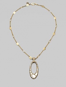 From the Kali Collection. An oval drop pendant with signature dotting hangs from a simple Sautoir chain.18K gold Length, about 18 Pendant length, about 2¼ Pendant width, about ¾ Lobster clasp closure Made in Bali From the Kali Collection. An oval drop pendant with signature dotting hangs from a simple Sautoir chain.18K gold Length, about 18 Pendant length, about 2¼ Pendant width, about ¾ Lobster clasp closure Made in Bali
