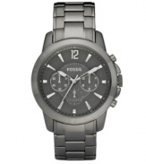 Monochromatic gray makes this sleek Fossil chronograph fitting for the conference room or the coffee shop.