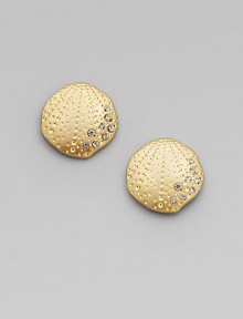 Free-form, shell-shaped earrings of glowing goldtone, richly textured and accented with dazzling glass rhinestones.GlassGoldtoneDiameter, about ¾Post backImported Free-form, shell-shaped earrings of glowing goldtone, richly textured and accented with dazzling glass rhinestones.GlassGoldtoneDiameter, about ¾Post backImported