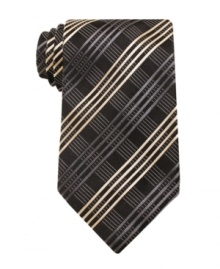 A futuristic feel brings this Geoffrey Beene tie to the cutting edge of fashion. A futuristic feel brings this Geoffrey Beene tie to the cutting edge of fashion.
