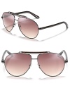 Keep your cool in these classic aviator sunglasses featuring a large top bar and gradient lenses.