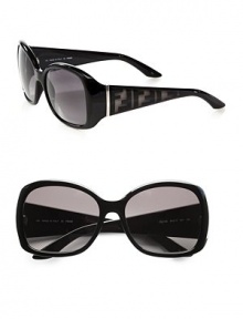 Make a stylish statement with these chic, plastic frames with logo accented temples. Available in black with grey gradient lens or brown with brown gradient lens. Logo temples100% UV protectionMade in Italy Make a stylish statement with these chic, plastic frames with logo accented temples. Available in black with grey gradient lens or brown with brown gradient lens. Logo temples100% UV protectionMade in Italy