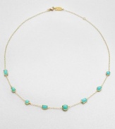 From the Rock Candy Collection. Bright faceted turquoise shapes, framed in gold, are stationed along a delicate chain.Turquoise18k yellow goldChain length, about 16-18 (adjustable)Lobster claspImported