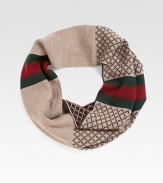 Light brown and dark brown with green/red/green signature web detail.17W x 48LWoolDry cleanMade in Italy
