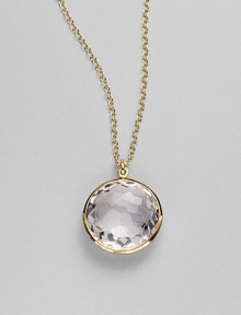 From the Lollipop Collection. A radiant, faceted clear quartz stone, set in 18k yellow gold, dangles from a delicate chain. Clear quartz 18k yellow gold Chain lengths adjusts from about 16 to 18 Pendant diameter, about ¾ Spring ring clasp Imported From the Lollipop Collection. A radiant, faceted clear quartz stone, set in 18k yellow gold, dangles from a delicate chain. Clear quartz 18k yellow gold Chain lengths adjusts from about 16 to 18 Pendant diameter, about ¾ Spring ring clasp Imported