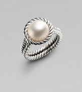 From the Cable Pearl Wrap Collection. In classic Yurman style, two cabled bands of sterling silver are centered by a precious freshwater pearl, cultured and naturally hued. 10½mm white cultured freshwater pearl Sterling silver Imported