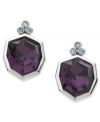 Stylish in silver. The color of amethyst stands out in these stud earrings from T Tahari, which also feature light sapphire accents. The base is crafted of silver-tone, nickel-free mixed metal. Approximate diameter: 5/8 inch.
