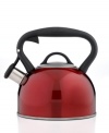 Better off red. Stunning & attention-grabbing, this sleek, statement-making tea kettle adds a punchy accent to your range and makes grabbing a spot of tea simply charming. The 2-quart capacity is perfect for hosting and parties, plus with a whistle to signal boiling, this kettle keeps your tea on time.