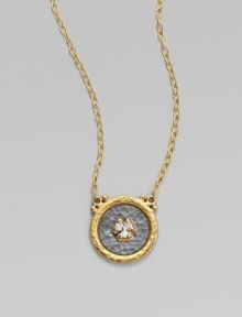 From the Imperial Collection. Brilliant pavé diamonds form an elegant clover set on a round silver disc, suspended from an elegant cable chain. Diamonds, 0.07 tcw 24k yellow gold and silvertone Length, about 15 - 17 Pendant diameter, about ¾ Lobster clasp Imported From the Imperial Collection. Brilliant pavé diamonds form an elegant clover set on a round silver disc, suspended from an elegant cable chain. Diamonds, 0.07 tcw 24k yellow gold and silvertone Length, about 15 - 17 Pendant diameter, about ¾ Lobster clasp Imported