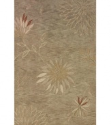 On neutral ground. Lush blooms rooted in a tranquil palette exude a serene, sophisticated sensibility. Rife with rich texture and detail, this luxurious area rug from Dalyn is beautifully hand tufted in polyester and acrylic, ensuring superior color retention and long-lasting wear.