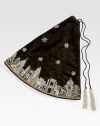 EXCLUSIVELY AT SAKS IN 50 SIZE. Renowned designer Sudha Pennathur presents this handcrafted velvet tree skirt, embroidered with the ever-classic New York skyline. HandcraftedVelvet with bead embroidery50 diam.Dry cleanImported