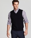 Unparalleled softness defines this dapper vest, a handsome addition to your workweek wardrobe. Wear a tie underneath to match your classic aesthetic.