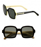 This ultra-cool style is crafted in acetate with notice-me fluorescent trim. Available in black/fluorescent yellow/cream with smoke mono lens.Acetate temples with gold metal arrow logoCategory 3 UV protectionImported