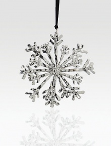 Elegant and timeless, this glistening snowflake form will beautifully adorn your tree.HandmadeNickelplate4 diam.Imported Elegant and timeless, this glistening snowflake form will beautifully adorn your tree.HandmadeNickelplate4 diam.Imported