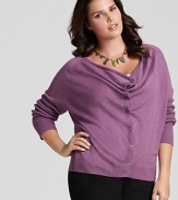 This Eileen Fisher organic cotton sweater puts a creative spin on the always-essential cardigan, fashioned with a plunging cowl neckline for an elegant drape.