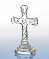 Let the brilliant, crystal cuts of this cross complete your dining room with sacred grace. Complement with coordinated pieces from the Marquis by Waterford collection. Measures approximately 8 x 4.75.