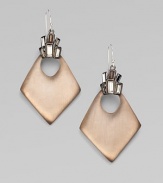 An elegant, handcrafted design with Swarovski crystals in an unique shape. LuciteSwarvoski crystalsRutheniumSterling silver French wireLength, about 2¾Width, about 1½Made in USA