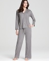 Pajama perfection, this transitional Natori set features a long-sleeve top and lightweight knit pants.