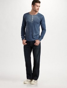 A sun-bleached layering favorite in superior Pima cotton. Henley placket Pima cotton Machine wash Made in USA 