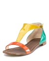 Juicy patent hues lend playful charm to a cheerful pair of flat sandals from Boutique 9.