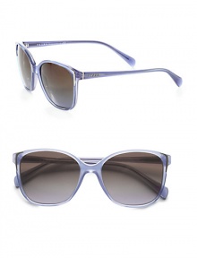A classic shape in lightweight acetate with chic metal accents. Available in light tortoise/opal yellow with brown gradient lens or light blue-violet with brown gradient lens. Logo temples100% UV protectionMade in Italy A classic shape in lightweight acetate with chic metal accents. Available in light tortoise/opal yellow with brown gradient lens or light blue-violet with brown gradient lens. Logo temples100% UV protectionMade in Italy