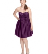 Look divine while you shine in Ruby Rox's strapless plus size dress, flaunting a sequined top and A-line skirt.