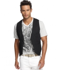 This vest from Marc Ecko Cut & Sew adds polish to your downtown look. This vest from Marc Ecko Cut & Sew adds polish to your downtown look.