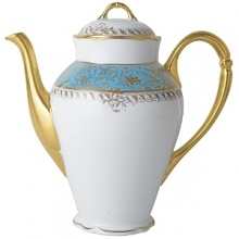 Inspired by the flamboyant designs of the 19th century, Eden Turquoise is both refined and sophisticated. This Limoges porcelain dinnerware service is a remarkable reproduction that captures the beauty of engraved gold work. Made in Limoges, France. Inspired by the flamboyant designs of the 19th century, Eden Turquoise is both refined and sophisticated. This Limoges porcelain dinnerware service is a remarkable reproduction that captures the beauty of engraved gold work. Made in Limoges, France.