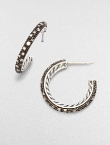 From the Midnight Melange Collection. Caviar beaded, blackened sterling silver with diamond accents and twisted cable along the interior.Diamonds, 0.46 tcw Sterling silver Diameter, about ¾ Post back Imported From the Midnight Melange Collection. Caviar beaded, blackened sterling silver with diamond accents and twisted cable along the interior.Diamonds, 0.46 tcw Sterling silver Diameter, about ¾ Post back Imported
