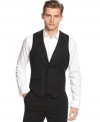 Evening attire for the dapper gentleman. Don Calvin Klein's tuxedo vest for noteworthy first-class style.