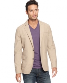 Take all the stuffiness out of boardroom style with this casual take on the classic blazer from American Rag. Take all the stuffiness out of boardroom style with this casual take on the classic blazer from American Rag.