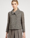 Lightweight tweed bouclé, in a ladylike silhouette with an elegant foldover collar.Foldover point collarConcealed button frontThree-quarter sleevesFully linedAbout 18 from shoulder to hem61% cotton/27% polyacrylic/6% silk/6% viscoseDry cleanImported of Italian fabricModel shown is 5'11 (180cm) wearing US size 4. 