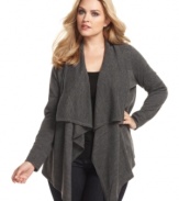 Layer your favorite fall/winter looks with Calvin Klein's plus size cardigan, featuring a draped front.