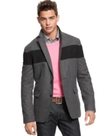 This American Rag color block blazer will add modern style to your dressier looks.