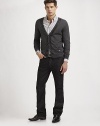 Straight-leg style in a versatile dark rinse, cut from remarkably soft cotton denim.Narrow waistband with belt loops and button closure Front zipper Inseam, about 33 Cotton; dry clean or machine wash Imported of Italian fabric