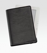 A handmade leather case conveniently holds and protects your Amazon Kindle or Barnes & Noble Nook with elasticized, leather-covered corner bands. Handmade in leather Elastic strap Organizing pocket 5¾W X 8¼H Made in USA 