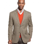In a sophisticated neutral houndstooth, this Club Room sport coat redefines your work-week palette.