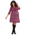 Wrap up a slenderizing look with Elementz' three-quarter-sleeve plus size dress-- it's ideal for desk to dinner style!