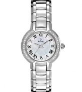 For the woman with uncommon grace: a classically sculpted watch by Bulova adorned with timeless diamond accents.