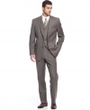 A must-have for every man, this tan herringbone suit from Michael Kors is ready for the office and beyond.