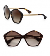 A unique, star-shaped frame is crafted in lightweight acetate with metal temples. Available in black with grey gradient lens, havana with brown gradient lens or orange with brown gradient lens. Metal logo temples100% UV protectionMade in Italy