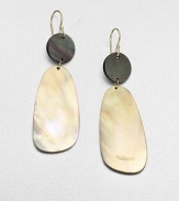 From the Ondine Collection. A lovely blend of rich black and brown shell in a stunning drop design. Black shellBrown shell18k goldDrop, about 2.5Hook backImported 