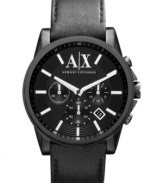 Become the man in black with this handsome leather watch from AX Armani Exchange.