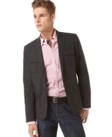Whether you dress it up or down, this Kenneth Cole Reaction blazer will be a staple in your wardrobe. Whether you dress it up or down, this Kenneth Cole Reaction blazer will be a staple in your wardrobe.