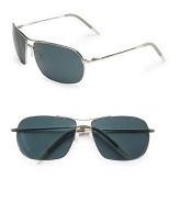 Sleek, double-bridge aviators crafted from high-quality lightweight metal. Available in silver with blue polarized lens. UV 400 lens 100% UV protection Imported 