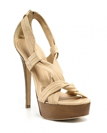 These teetering Burberry platforms offer leg-lengthening appeal, from a neutral, skin-tone hue to a towering heel.