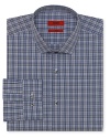 Wear this handsome check dress shirt to the office and then to dinner afterward for an effortless transition, tailored for a slim fit that suits your modern style.