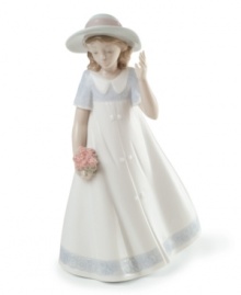 Picking posies. A young girl welcomes spring in a lovely white dress, presenting an image of freshness and youth in this darling porcelain figurine from Lladró. Picking posies. A young girl welcomes spring in a lovely white dress, presenting an image of freshness and youth in this darling porcelain figurine from Lladró.
