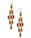 Color makes a splash in these chandelier earrings from Lucky Brand. Crafted in gold-tone mixed metal, the pair features vibrant beads as well as semi-precious yellow jade accents. Approximate drop: 3-3/4 inches.